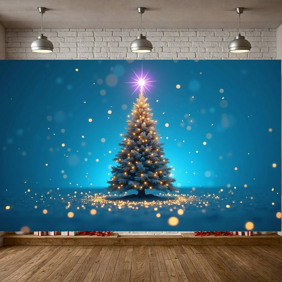 LED Lights Christmas Tree Snowy Landscape Festive Decor Holiday Season Celebration for Christmas Party Winter Decoration Indoor