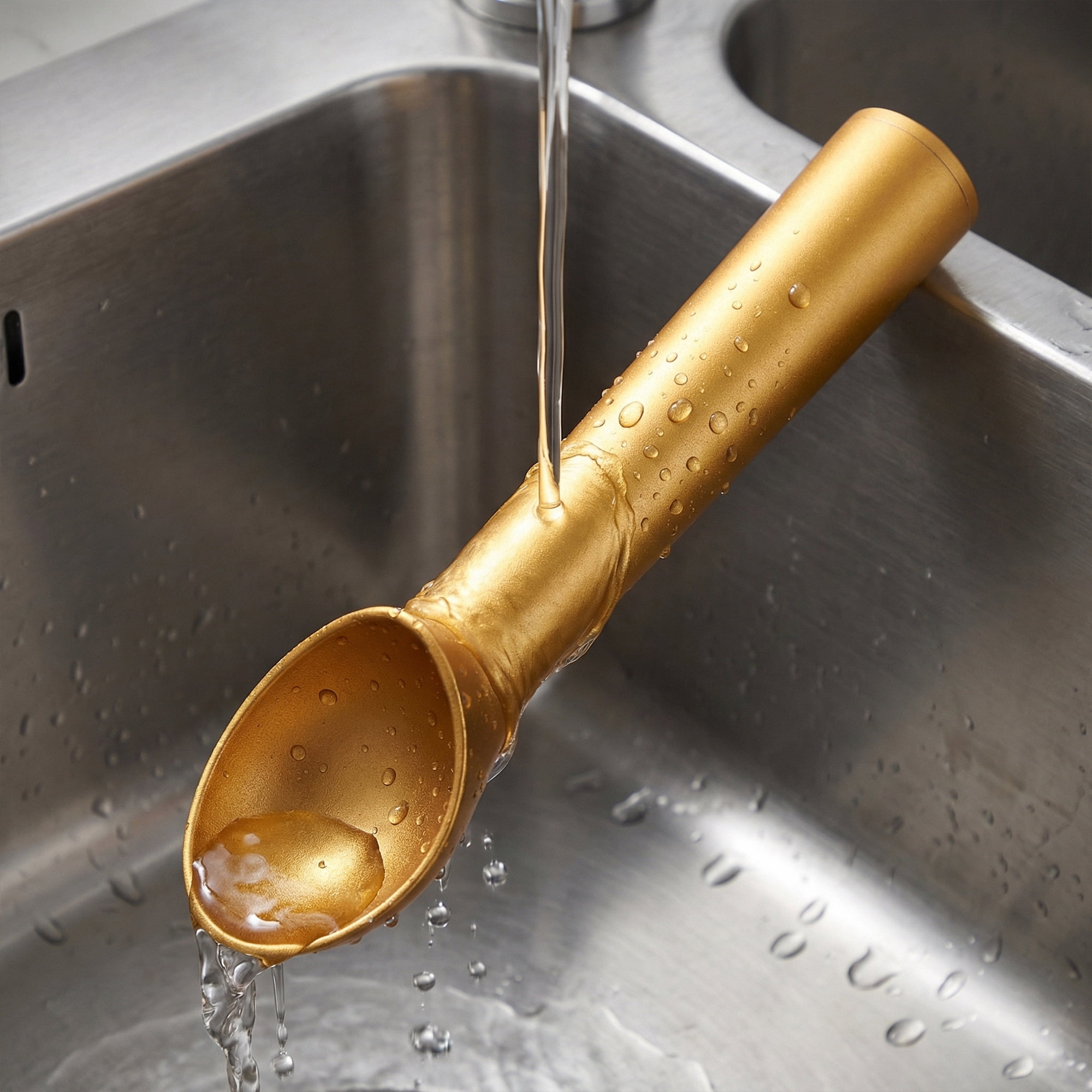 Unique Bargains Stainless Steel Ice Cream Scoop with a great Handle Gold
