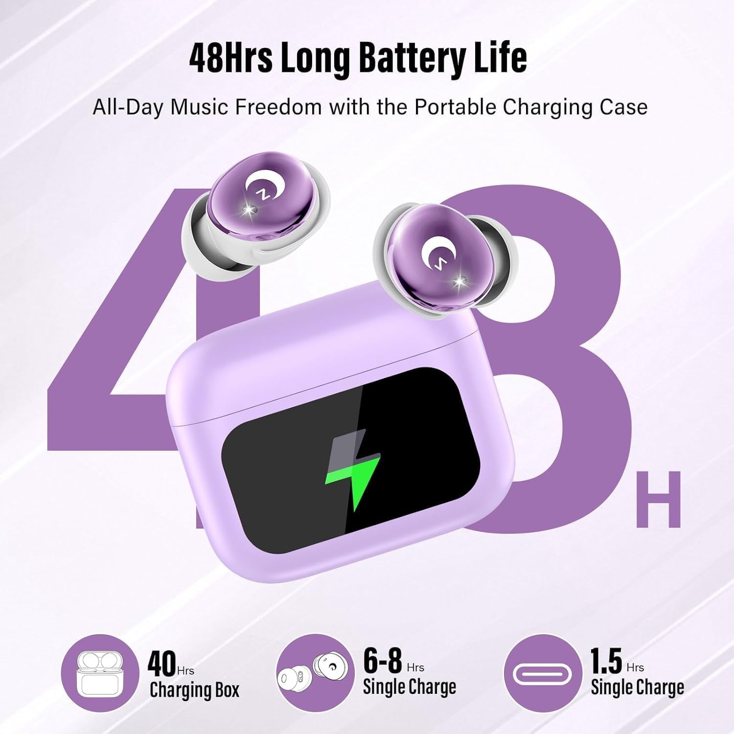 Sleep Earbuds Bluetooth 5.4 in Ear Smart Touch Screen Headphones, 48H Noise Cancelling Ear Buds with 5 EQ Modes, Mini Wireless Headphones Small Design for Side Sleepers, Clear Calls Earphones, IPX7