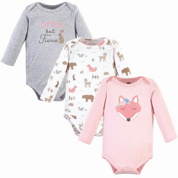 Hudson Baby Cotton Long-Sleeve Bodysuits, 3-Pack, Newborn- 24 Months