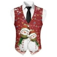 thumbnail image 5 of Yuyamidu Snowman Men's V-Neck Suit Vests Size 2XL Colorful Lights Formal Slim Fit Business Dress Vest Waistcoat with 3 Pockets for Suit or Tuxedo, Red Christmas, 5 of 7