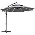 thumbnail image 1 of Outsunny Parasol de Patio Solaire de 10 Pi avec Manivelle et Base, Gris Pâle, 1 of 10