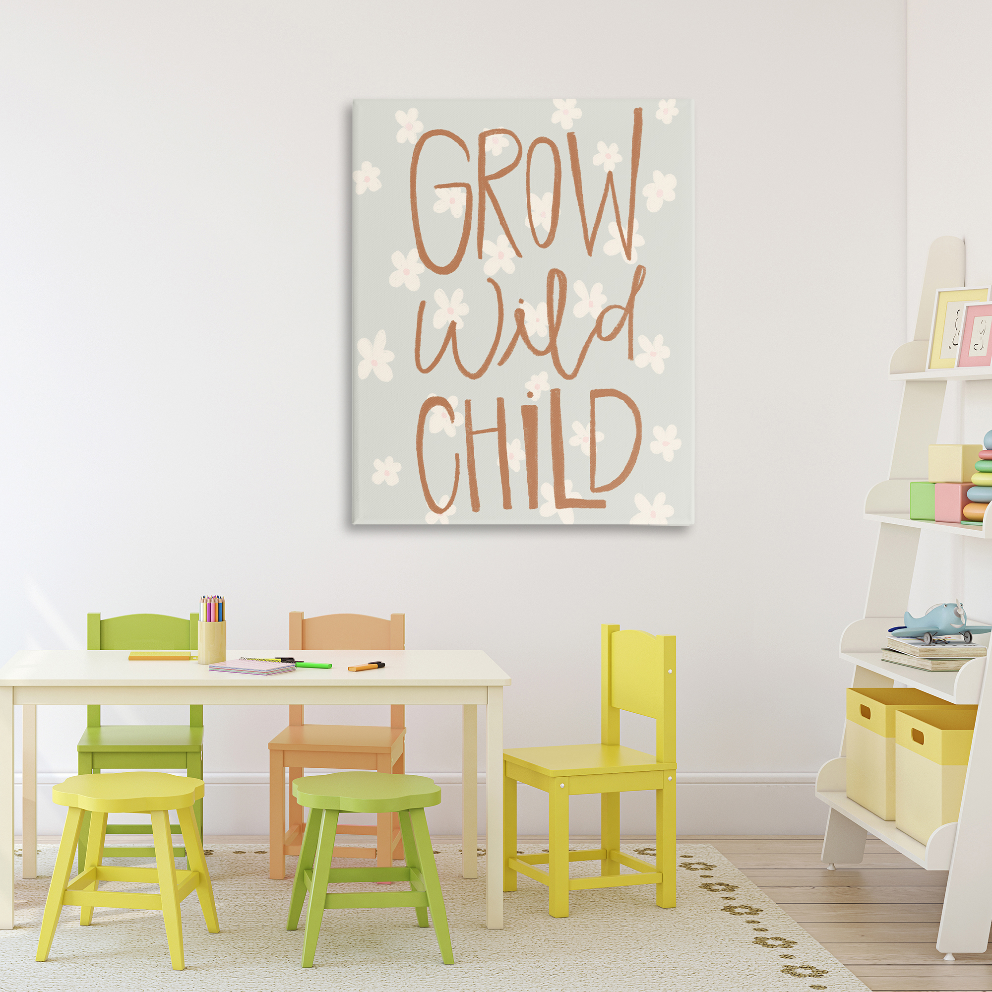 Grow Wild Child Flowers Canvas Wall Art, design by Katie Griggs