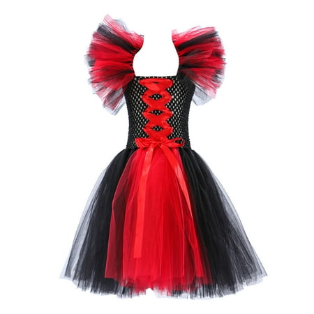 

CLZOUD Girls Casual Dress B Polyester Toddler Kids Baby Girls Magnificent Witch Black Gown Fancy Dress Up Party Tulle Dresses 10