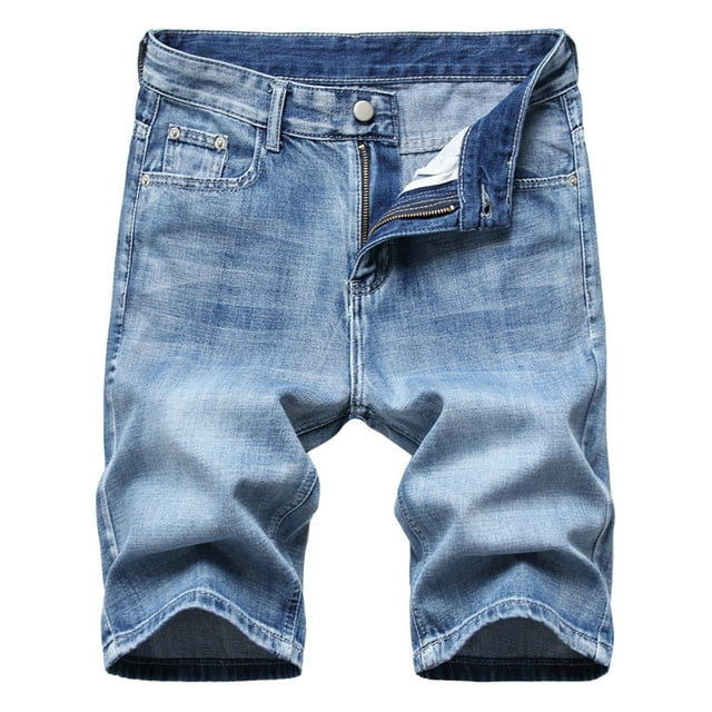 NaWent Men's Shorts Clearance High-end Ripped Personality Camouflage Stitching Trend Denim Shorts Light blue XXXXL/38