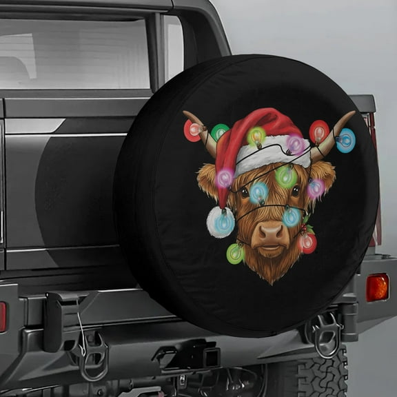 Lotusprinthandmade Funny Cow Christmas Spare Tire Cover Without Backup Camera Hole 6 Sizes (30 in.), cow themed christmas tire cover