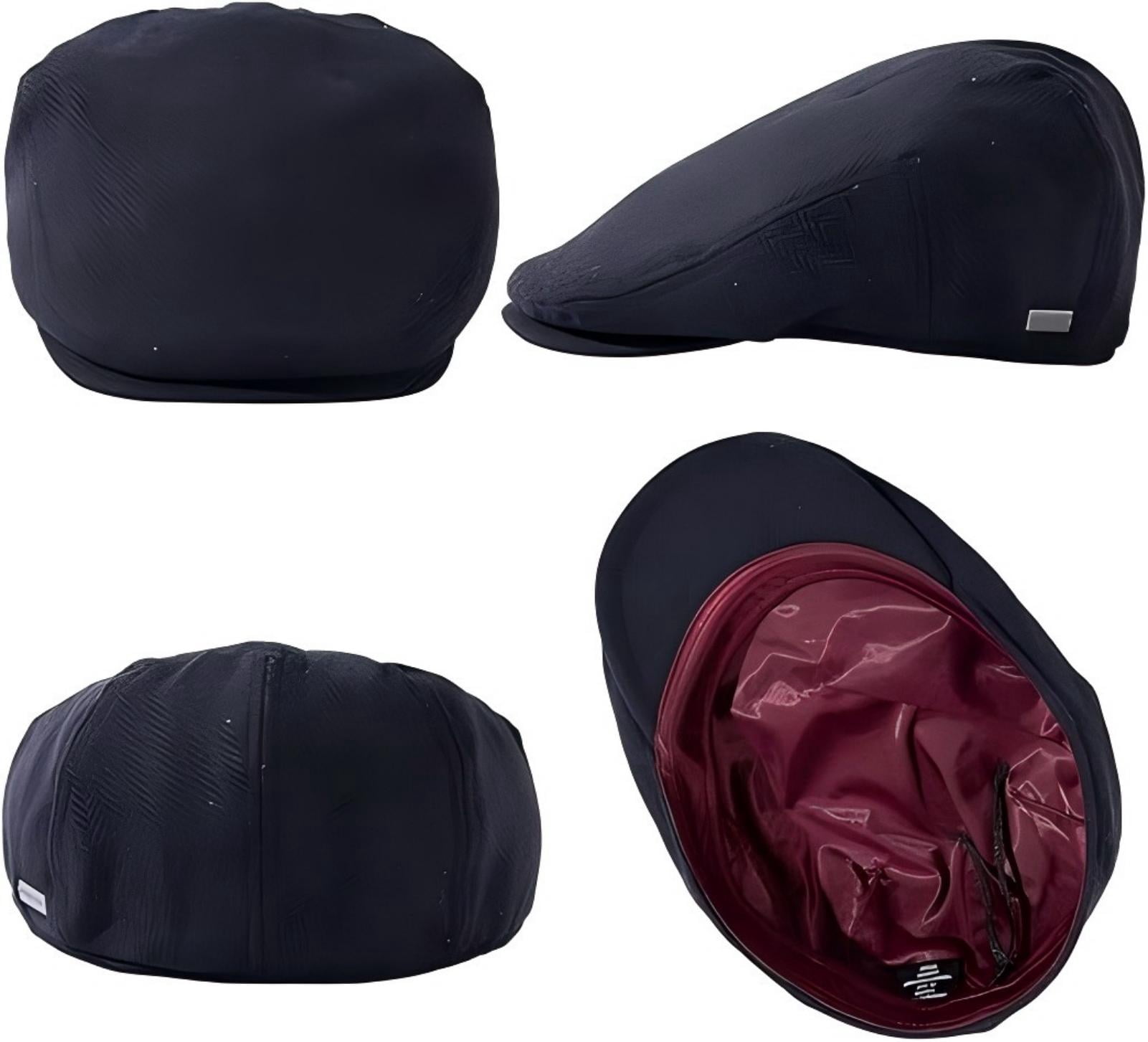 TOP-EX L/XL/XXL/3XL Mens Tweed Flat Cap – Wool Newsboy Driving Hat, 8 Panel Gatsby Style Navy Blue Herringbone 3XL