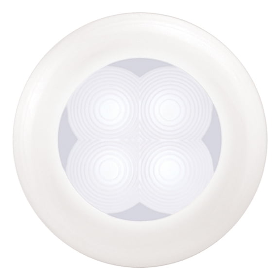 Hella Marine Slim Line LED 'Enhanced Brightness' Round Courtesy Lamp - White LED - White Plastic Bezel - 12V