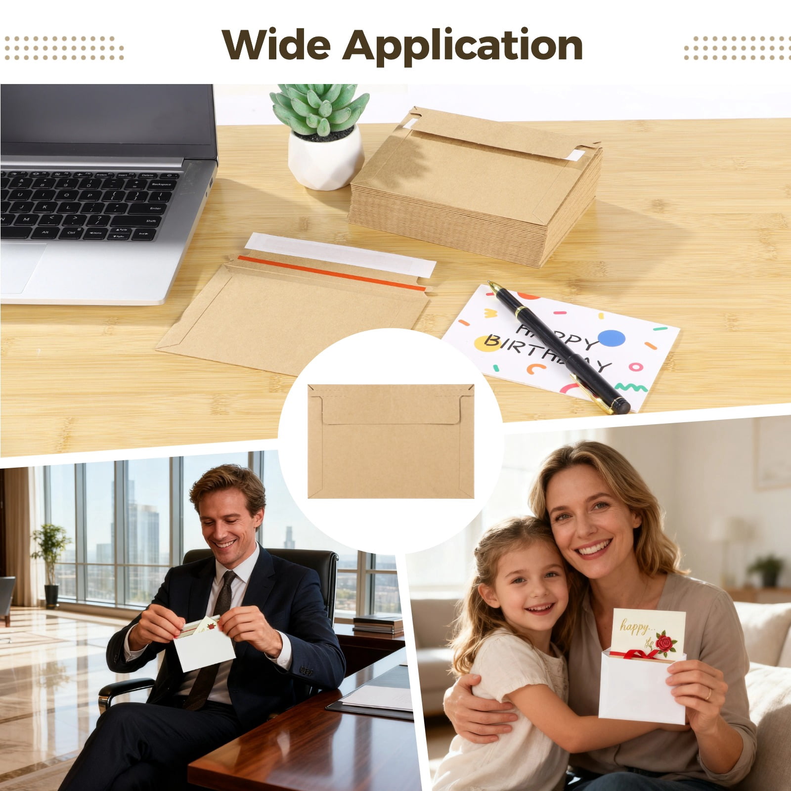 400 PCS Rigid Photo Mailers, 6.5 x 4.5 in Self-Adhesive Kraft Paper Shipping Envelopes for Photos, Documents, Cards, Invitations, Bulk Mailing Supplies for Business