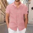thumbnail image 2 of Sentmoon T-Shirts Oversized Relaxed Turndown Collar Short Sleeve Stretchy Hawaiian Mens Outfits Button Down Solid Color Spring Tops for Mens 2025 Fashion for Wedding Guest M, 2 of 7