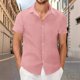 thumbnail image 1 of pstuiky Camisas de manga corta para hombre, Camisa informal de verano para hombre, de color liso, de manga corta y con solapa y botones. ropa de hombre m, 1 of 6