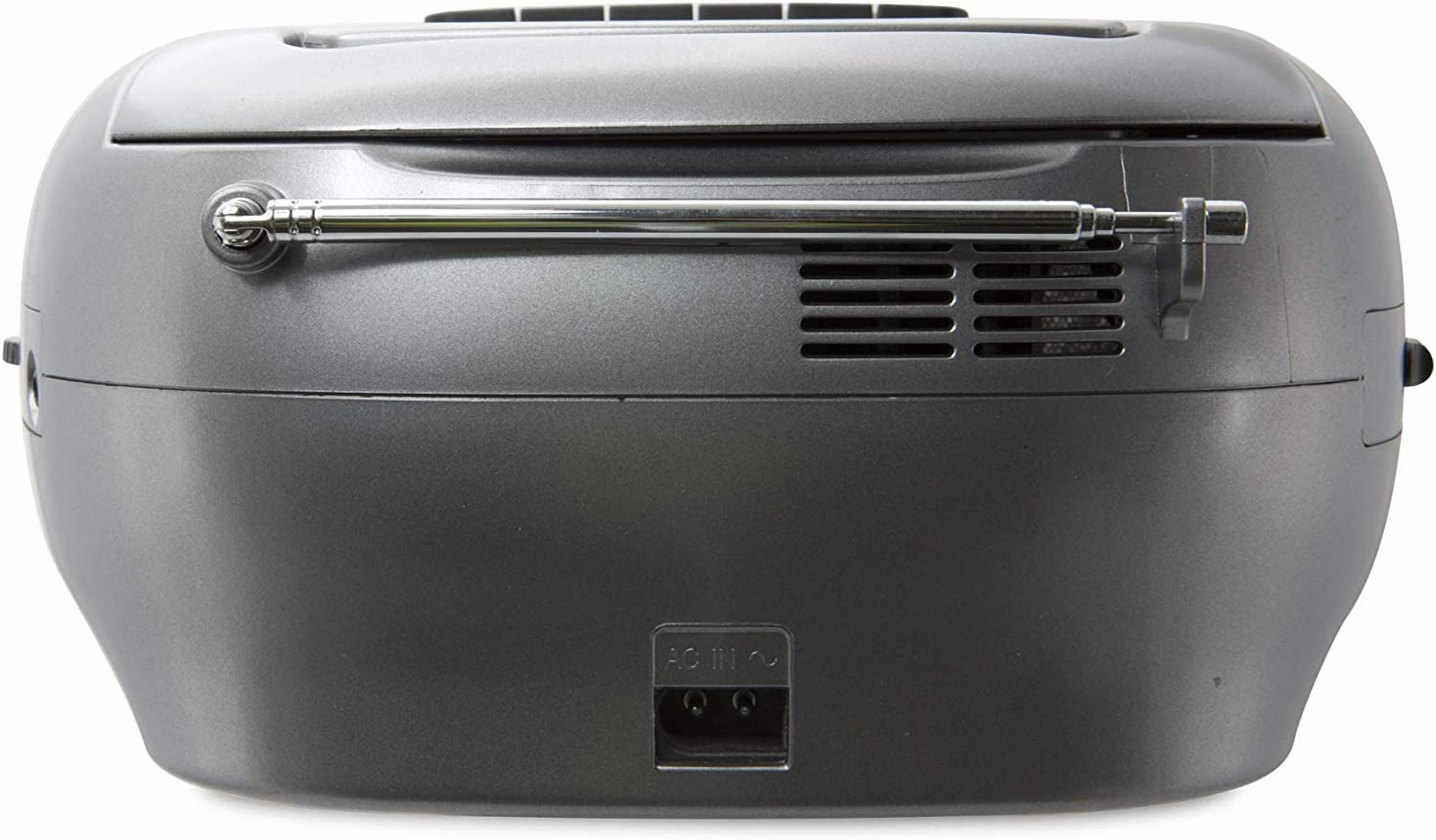 GPX BCA209S Portable Am & FM Boombox with CD & Cassette Player, Silver & Gray