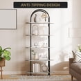 thumbnail image 4 of Industrial 5 niveles estante con metal arch, abiertos design, y adjustable feet - sturdy almacenamiento organizer para sala de estar, dormitorio, o oficina en casa (negra y graphite gris), 4 of 7