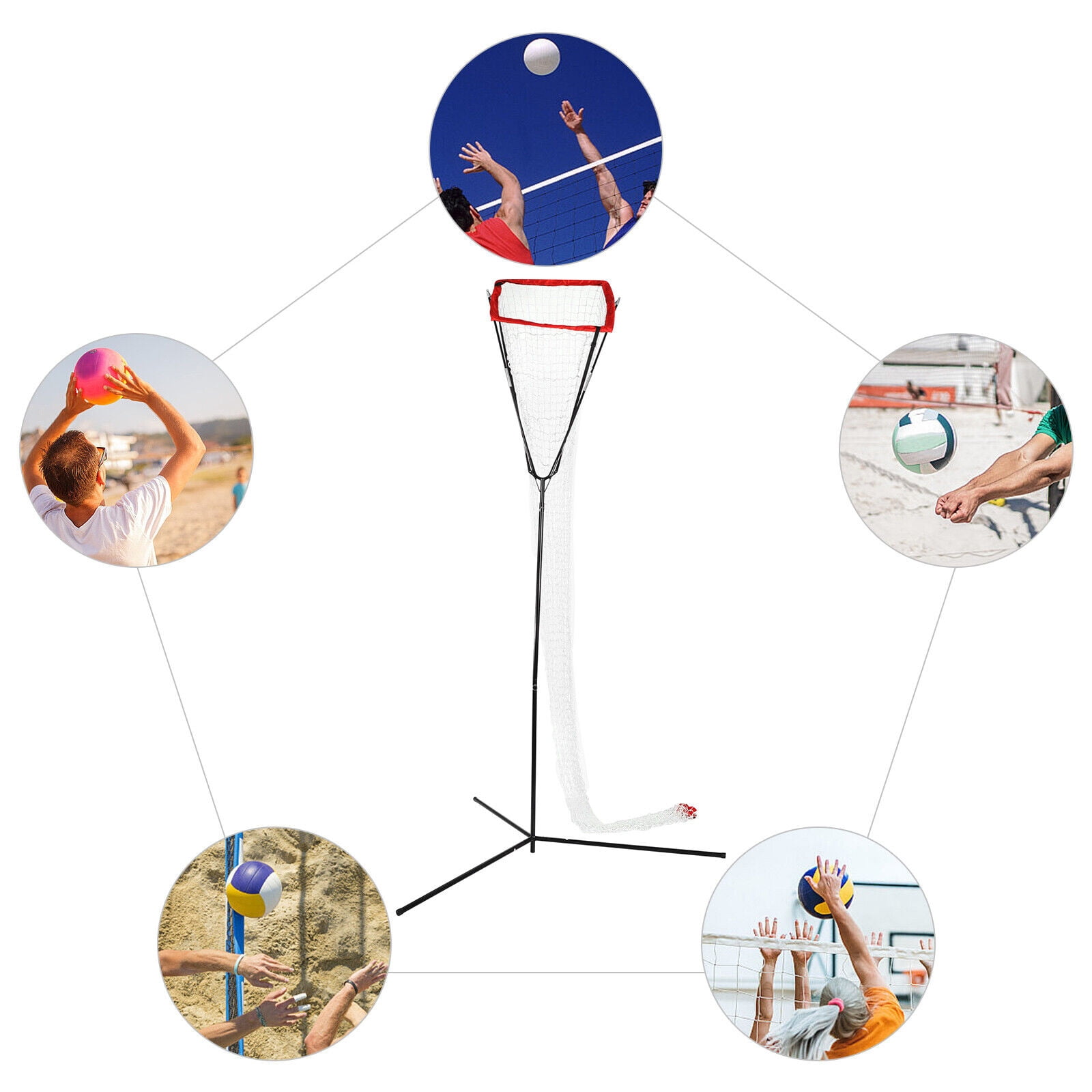 ToppiJoy Adjustable Volleyball Training Net Frame with Practical Black Straps Ground Spikes & Stable Base,Volleyball Training Equipment for Gymnasiums, Playgrounds, Beaches