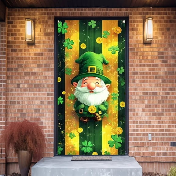 St. Patrick's Day Door Cover Door Banner Ireland Outdoor Holiday Decoration Arrangement Vertical Banner Hanging Flag, B -SPH067