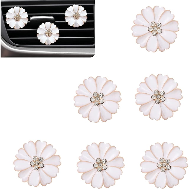 accesorios de margaritas para el interior del coche, como clips ambientadores, salidas de aire acondicionado, decoración para el aire acondicionado del coche, aromaterapia para oficina y hogar.