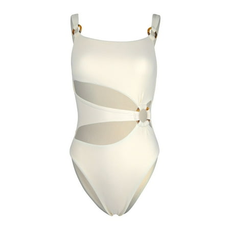 Women s Cutout One Piece Swimsuit High Cut Thong Bikini Monokini Swimwear Bandage Sexy O-Ring Patchwork Bathing Suit