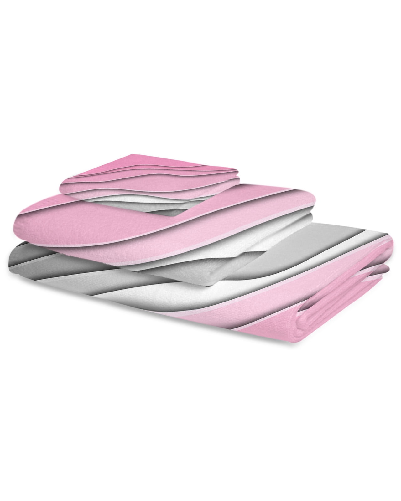 Pink Grey Ombre Bath Towels for Bathroom Set,Luxury Microfiber Towels Gifts for Women,Beach Kitchen Hand Hair Face Towel and Dish Washcloth,Modern Geometric Abstract Aesthetics Cream Towels+Set