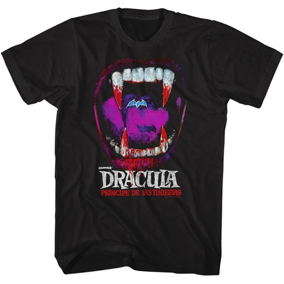 Hammer Horror Dracula Bite Black Adult T-Shirt