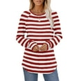 thumbnail image 4 of Kaemgyyd Women Striped Long Sleeve Sweater Causal Oversized Knit Pullover Tops Loose Crewneck Ribbed Fall Clothing with Thumb Hole, 4 of 6