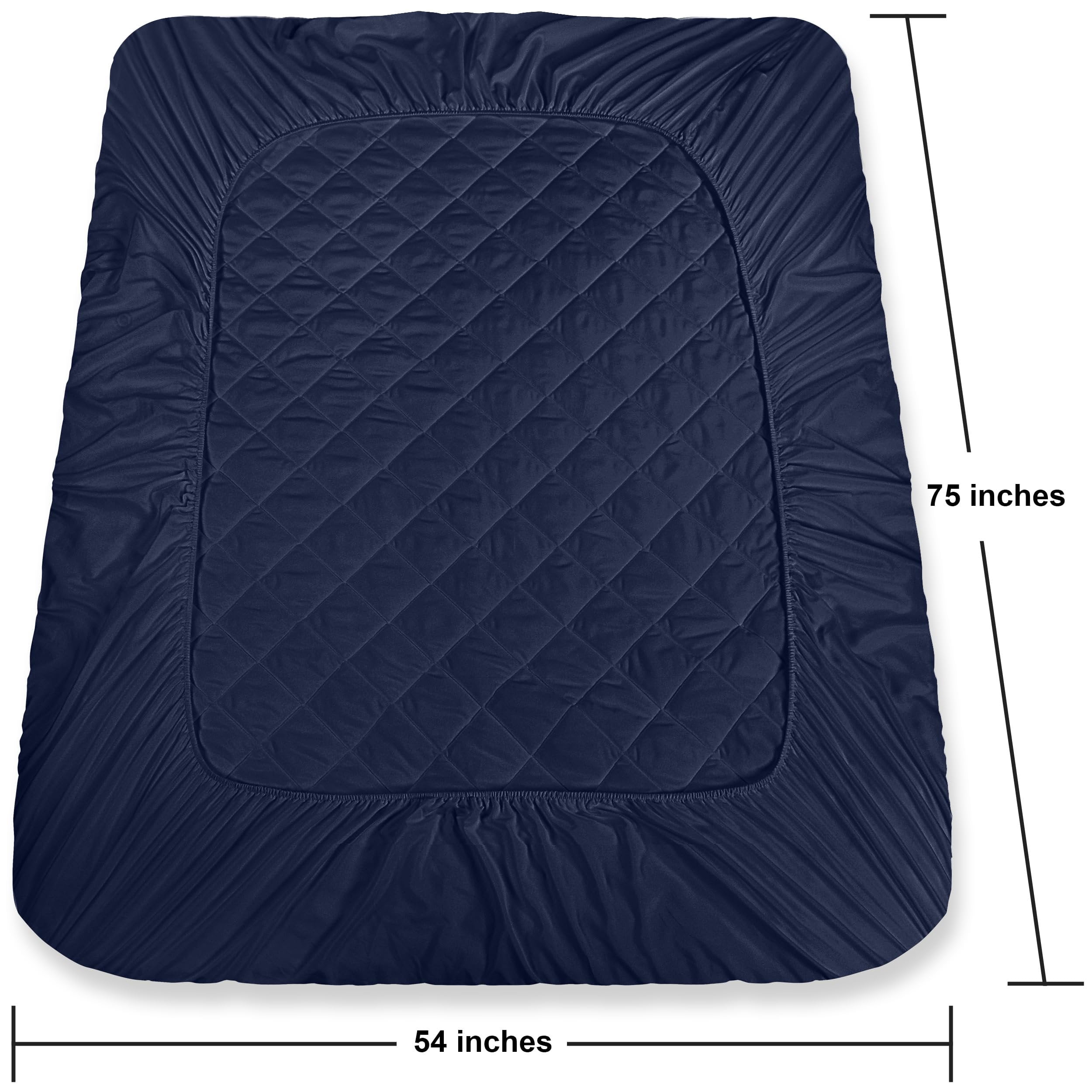 Utopia Bedding Quilted Fitted Mattress Pad, Full Size, Elastic Fitted Mattress Topper Protector and Cover with Deep Pocket Stretches up to 16 Inches, Machine Washable (Navy)