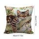 thumbnail image 3 of Funda de almohada con estampado de gato | Funda de almohada decorativa verde | Funda de cojín de poliéster de 45 x 45 cm con cremallera oculta | Decoración para sofá cama, 3 of 5