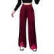 thumbnail image 1 of Pantalones casuales ajustados de gamuza con cintura alta de color sólido y drapeado a juego, pantalones anchos y sueltos para mujer, 1 of 6