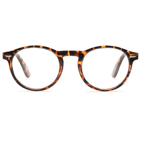 MAGIMODAC Round Reading Glasses Womens Mens Spring Hinge Lightweight Classic Retro Readers Eyeglasses 0.0 1.0 1.5 2.0 2.5 3.0 3.5 Leopard, +1.0