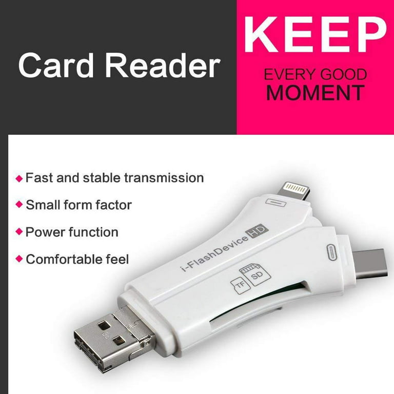 Lecteur de carte SD 4 en 1 iPhone/Micro usb/USB Type-c/USB pour