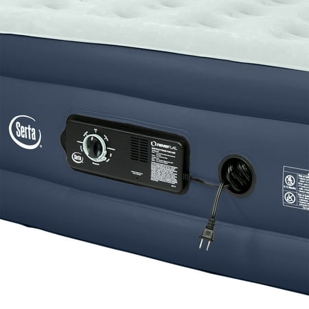 SERTA 18 RAISED QUEEN WITH NEVERFLAT PUMP BLUE