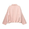 thumbnail image 4 of Womens Oversized Collared Zip Up Jacket Suede Effect Coat Stylish Comfortable Outerwear, 4 of 8