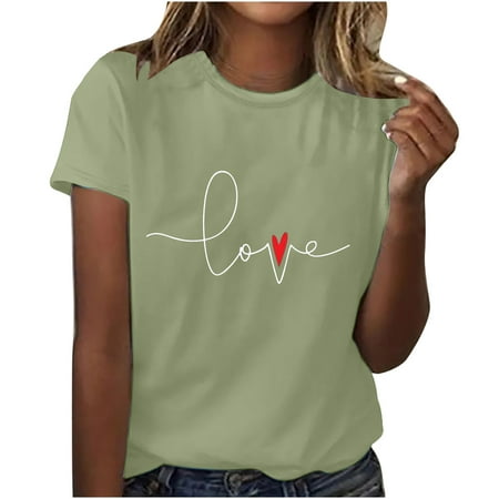 

Tank Top for Women Sexy Tops for Women Adult Trendy Short Sleeve Crew Neck Valentine s Day Printed Leisure Blouse T-Shirt Tops Shirt Tshirts Shirts for Women Shirts for Women Green M