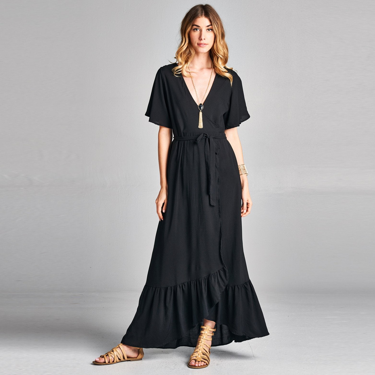 wrap around evening gown