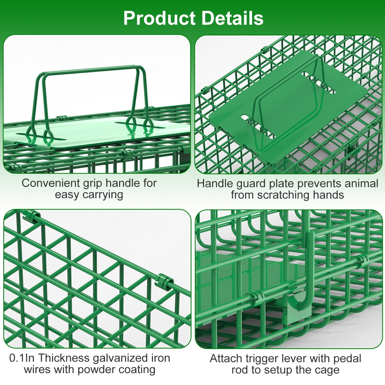 Zorpupoa 38in 2 Door Live Animal Cage Trap For Animals Under 18LBS Easy To Setup Humane Galvanized Iron Trap Cage For Raccoons Armadillos Groundhogs Muskrats Opossums Skunks