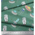 thumbnail image 3 of Soimoi Green Cotton Voile Fabric Star & Satellite Galaxy Printed Craft Fabric by the Yard 42 Inch Wide, 3 of 3