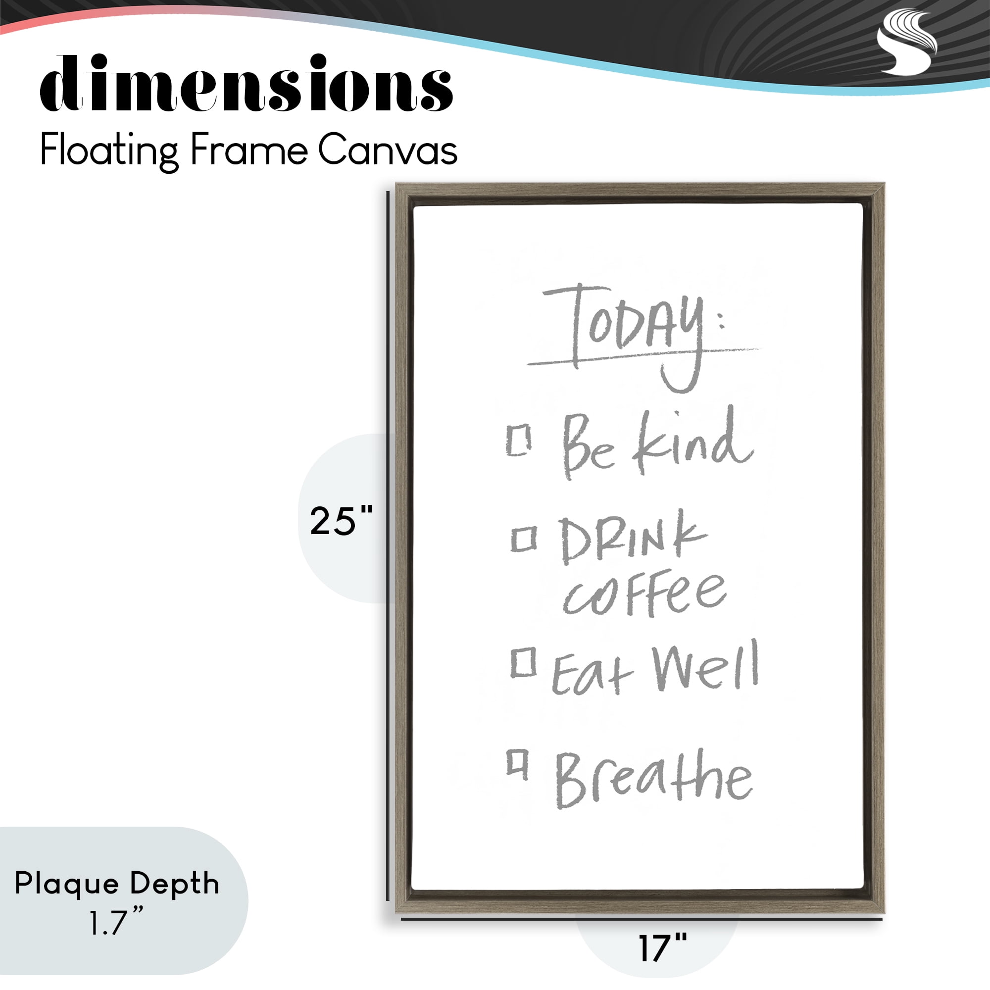 Stupell Industries Simple Today's Checklist Brown Framed Floater Canvas Wall Art, design by SD Graphics Studio