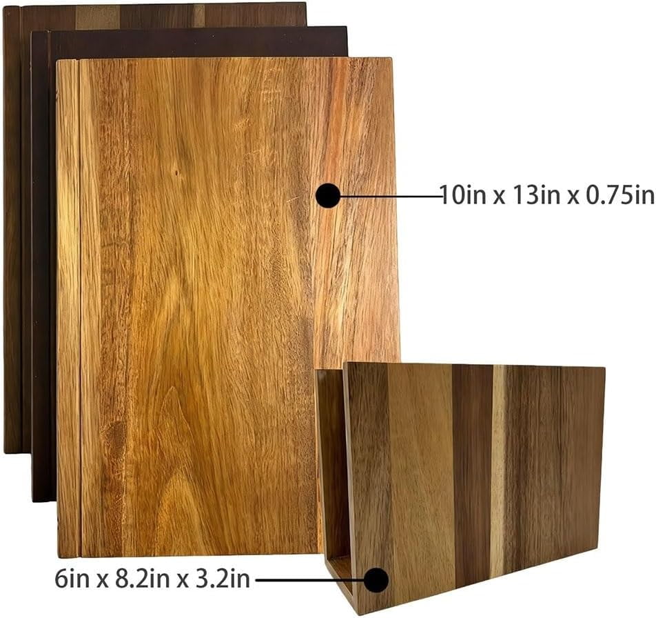 Book Cutting Board Set, Book Themed Cutting Board Set 100% Wood, Walnut Cutting Board Book Set with Stand For Kitchen, Cheese Bread Meat Vegetable Prep Serving Board