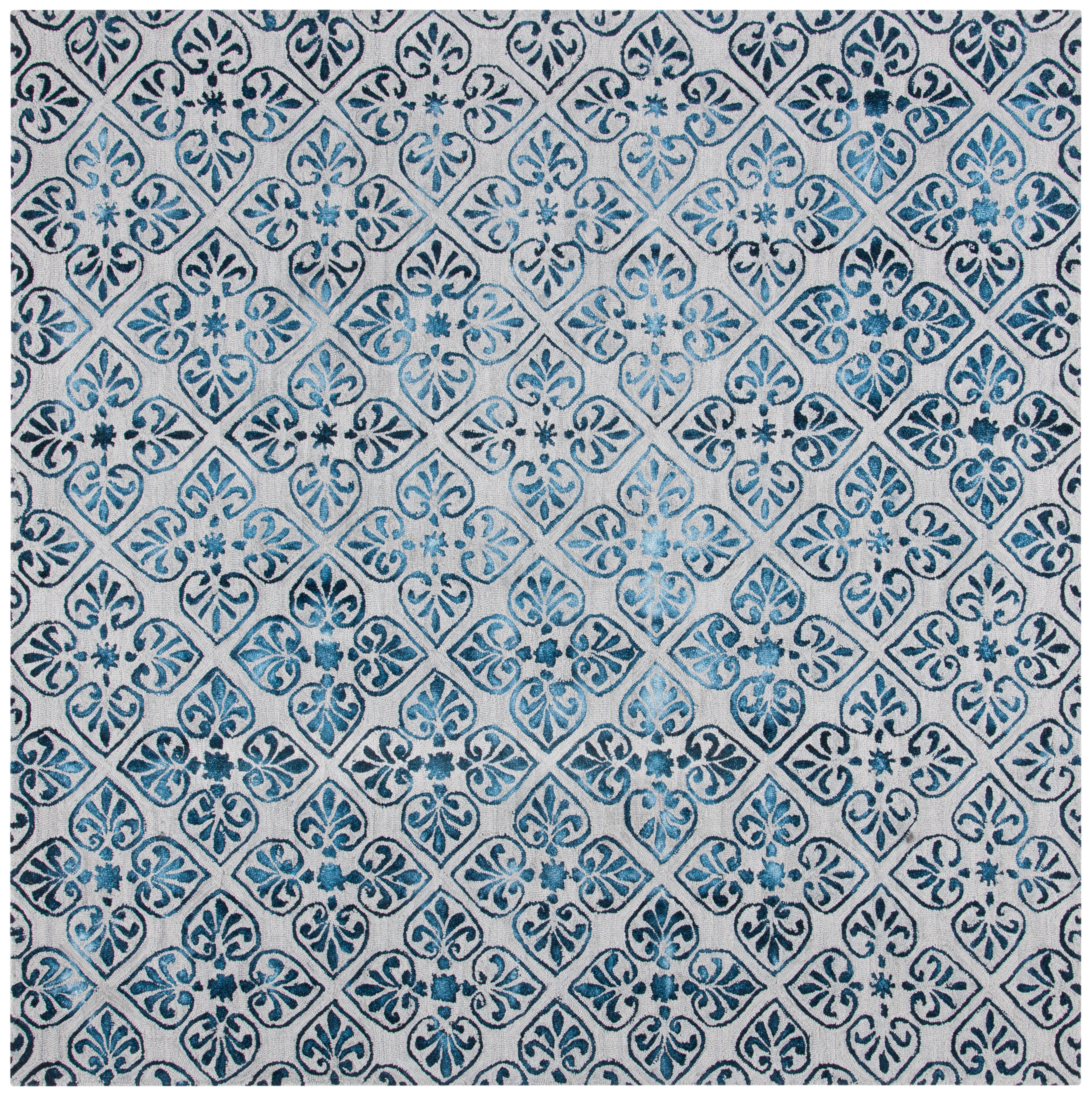 Safavieh Dip Dye Dedan Damask Wool Area Rug, Gray/Charcoal, 7' x 7' Square