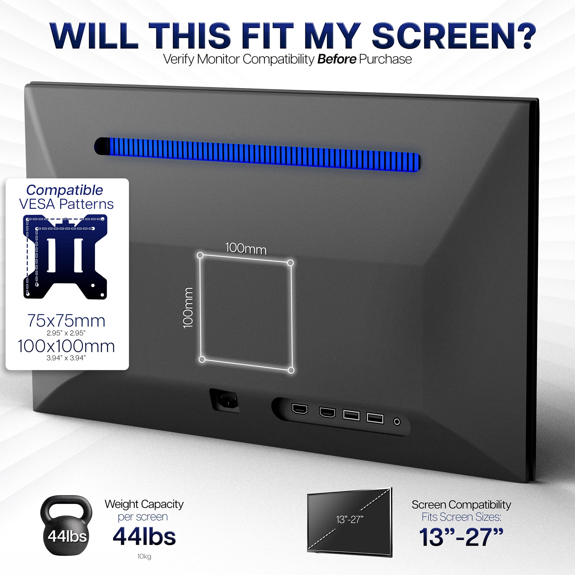 Flip Down Pitched Roof Ceiling Mount for 13" to 27" Screens | Flat TV & Monitors