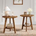 thumbnail image 2 of Tribesigns 23.62 in. Brown Round Wood End Table Side Table Nightstand with 2 Storage Shelves & 3 Sturdy Legs, 2 of 13