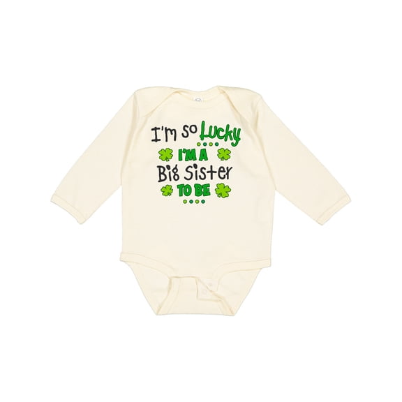 Inktastic I'm So Lucky I'm a Big Sister to Be Girls Long Sleeve Baby Bodysuit