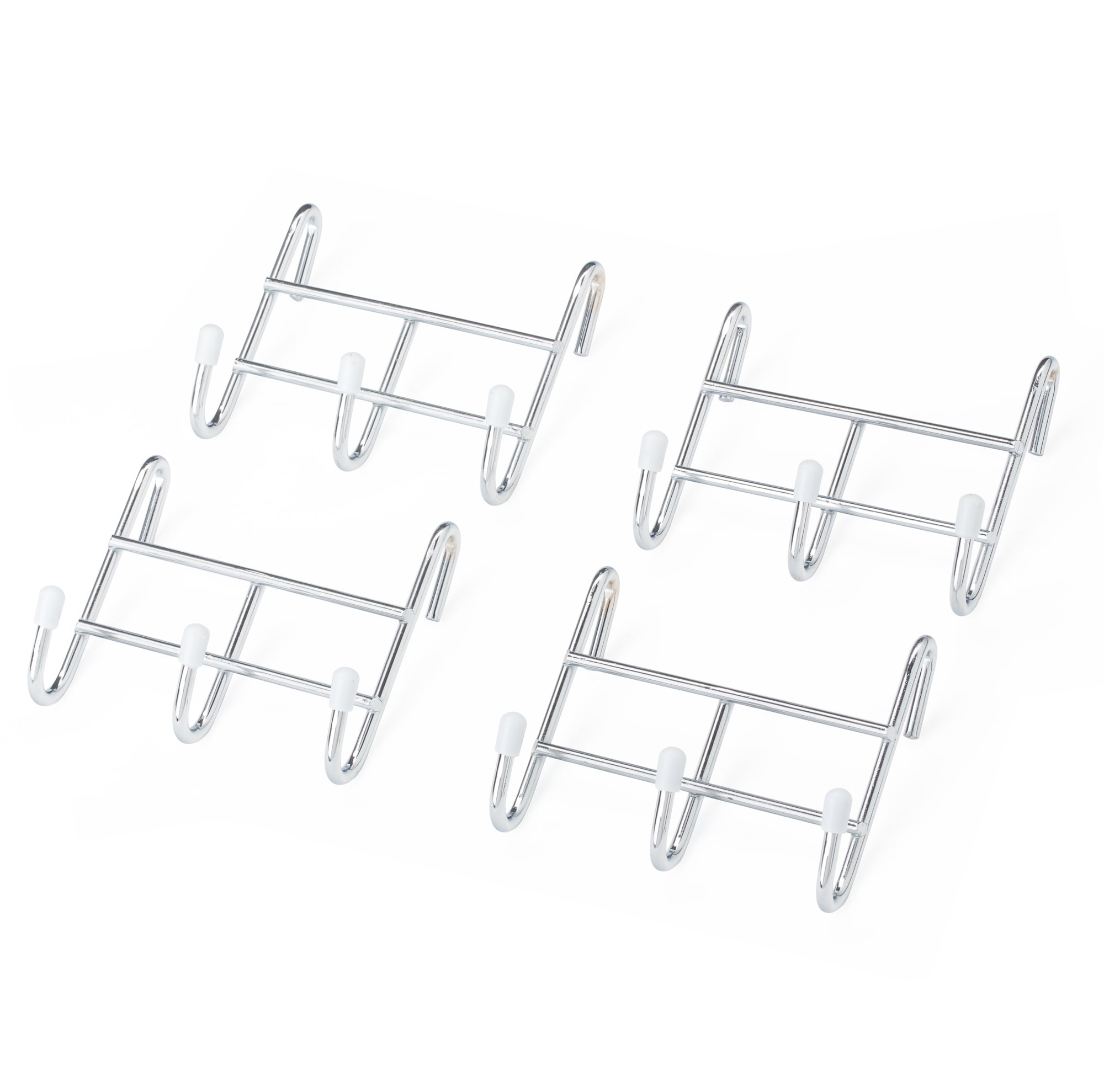 HSS Wire Shelving 3-hooks, Steel, Chrome Color, 4-PACK