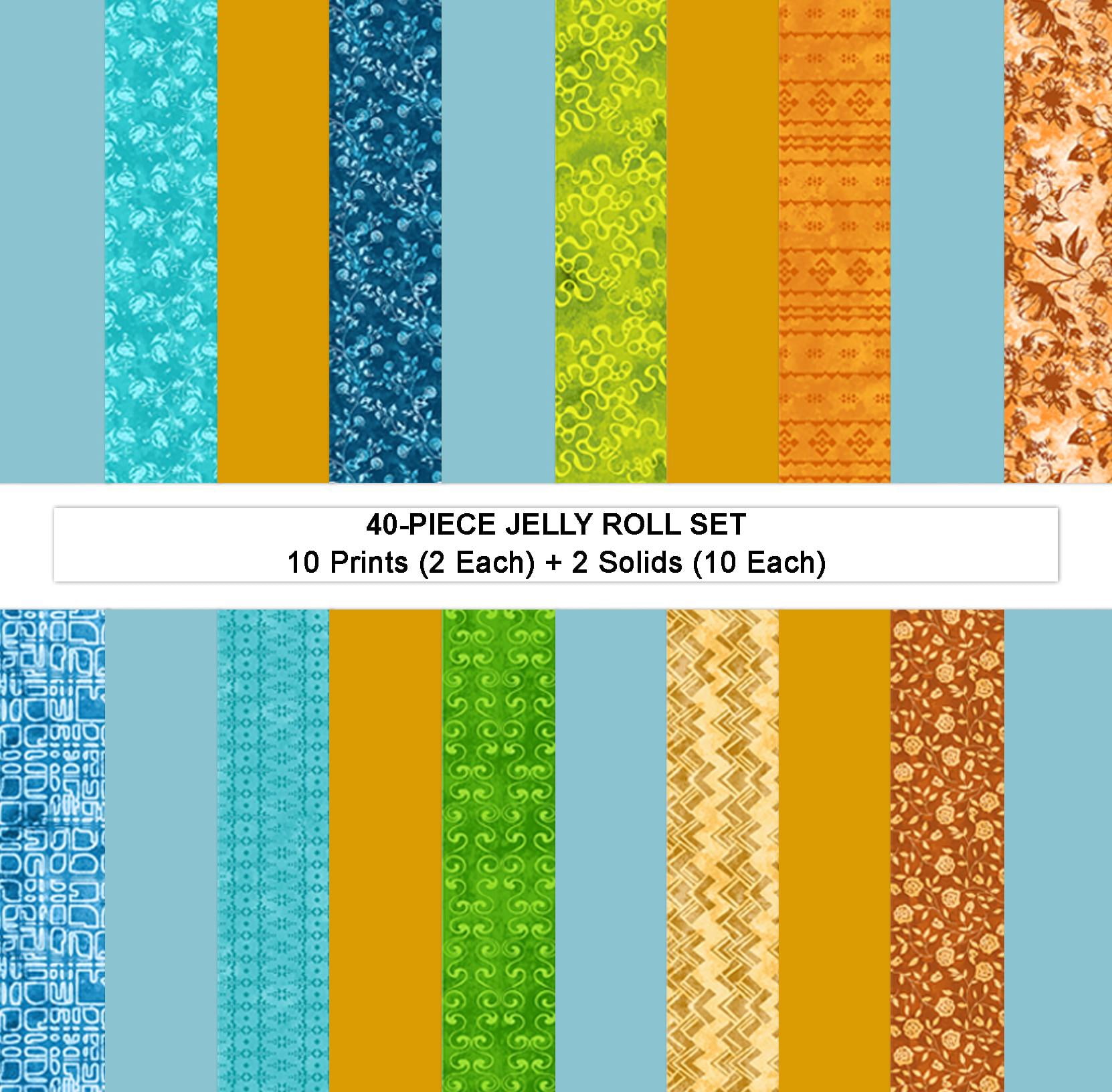 Soimoi Jelly Roll Fabrics for Quilting 40 Strip 2.5" Cotton Strips Bundles, Perfect Quilting Fabric for Craft Project, Precut Quilt Fabirc, Cotton Strips for Home Decor, Blanket, Rugs - Batik Breeze