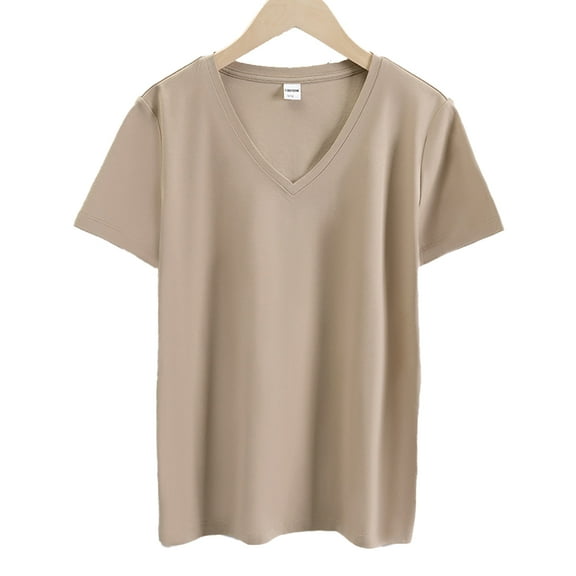 Fjuchai Summer Tops T Shirts for Women Short Sleeve Casual V Neck T Shirts Short Sleeve Gym Shirts Running Workout Tops S-3XL