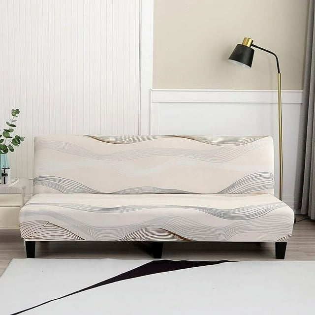 CHOK 2024 Stretch Futon Slipcover Armless Sofa Cover Sofa Bed Cover Furniture Protector Without Armrests Soft with Elastic Bottom