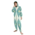 thumbnail image 5 of Soft Big Kids Onesie Pajamas Cozy Loose-Fit Jumpsuits for kids with Pockets for Christmas Lounge & Play Light Teal Argyle, 5 of 8