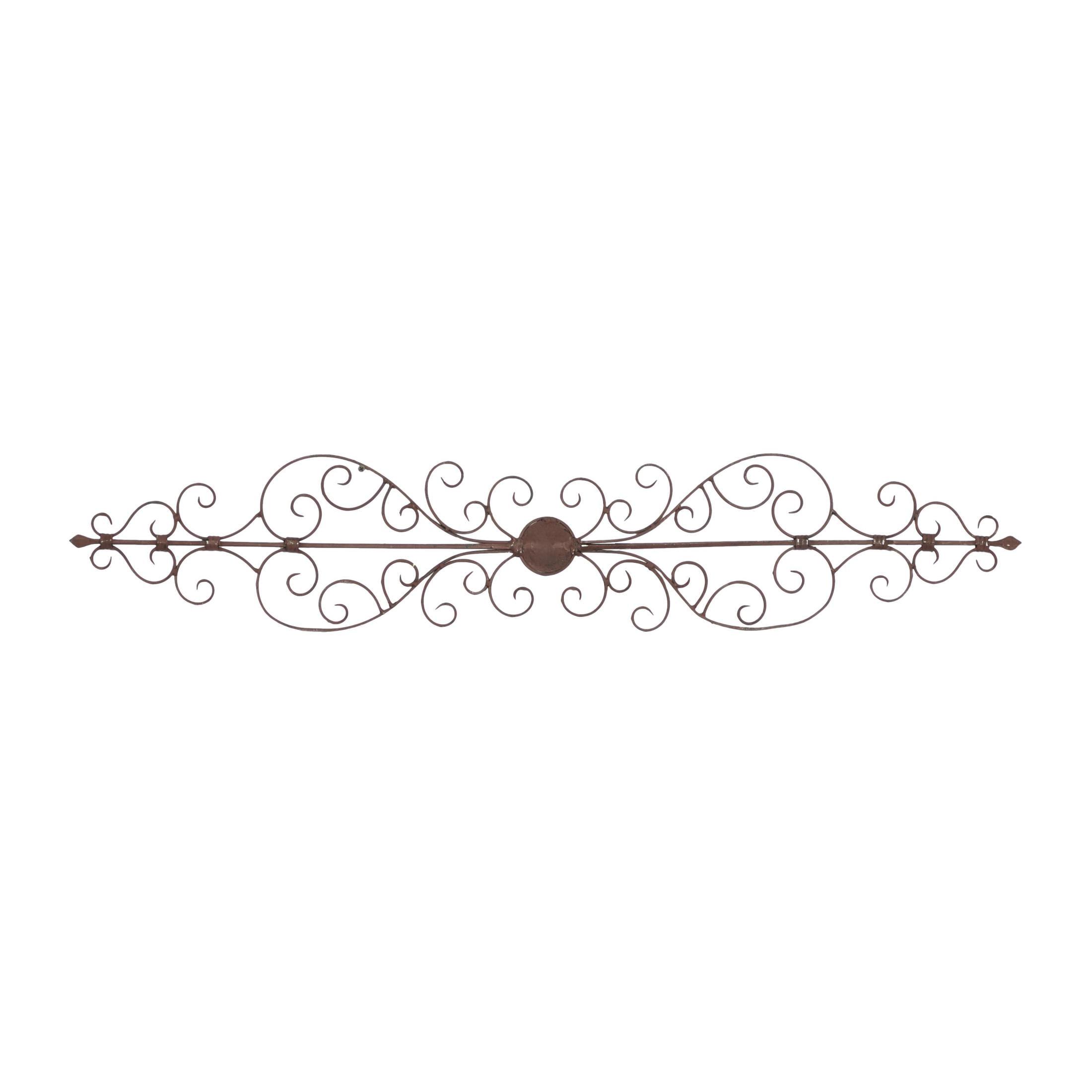 DecMode Brown Metal Long Slim Scroll Wall Decor