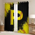 thumbnail image 2 of Manfei Children Teens Personalized Initial P Blackout Curtains Set of 2 (52x84 Each),Graffiti Splash Window Curtains,Sport Baseball Curtains and Drapes,Super Cozy Room Decor, 2 of 6
