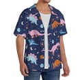 thumbnail image 2 of Uemuo Dinosaur Pattern Cotton Linen Short Sleeve Shirts,Casual Lightweight Button Down Shirts,Vacation Beach Summer Tops-, 2 of 7