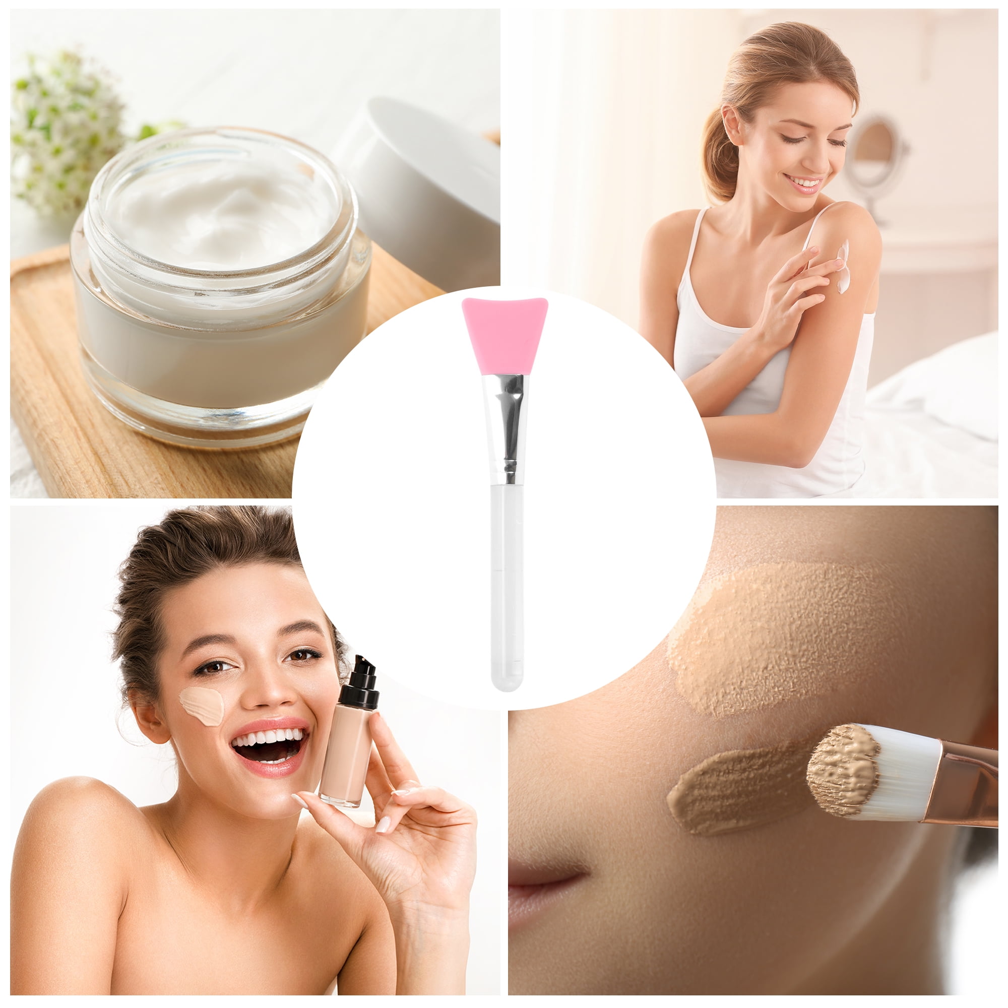Unique Bargains Durable Flat Head Facial Mask Brush 1 Pc Pink